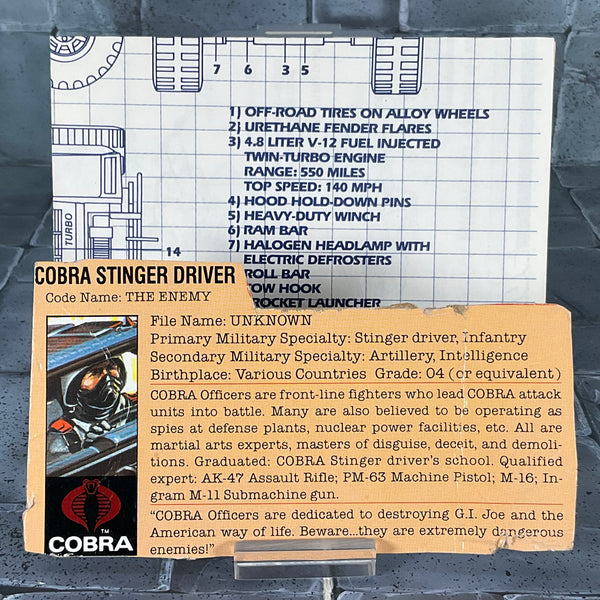 Vintage GI Joe - Cobra Stinger with Driver