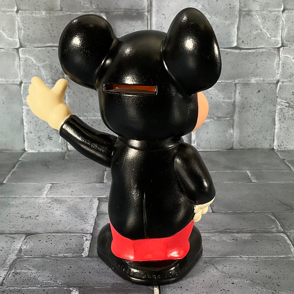 Vintage Vinyl Mickey Mouse Coin Bank (No Plug)