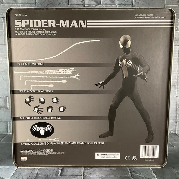 Mezco One:12 Black Suit Spider-Man